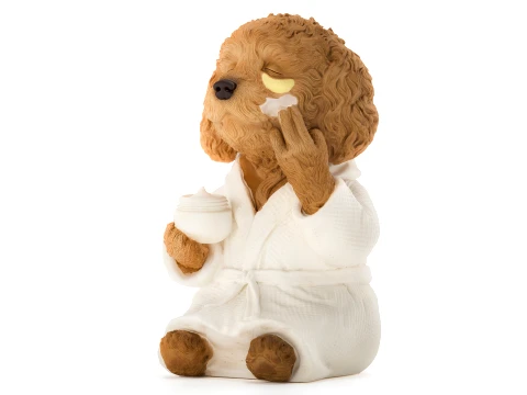 Toy dog figurine puppy in white robe spa cream decor 3D Model