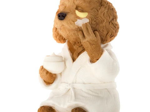 Toy dog figurine puppy in white robe spa cream decor 3D Model