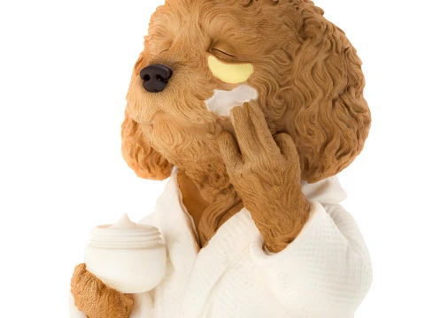 Toy dog figurine puppy in white robe spa cream decor 3D Model