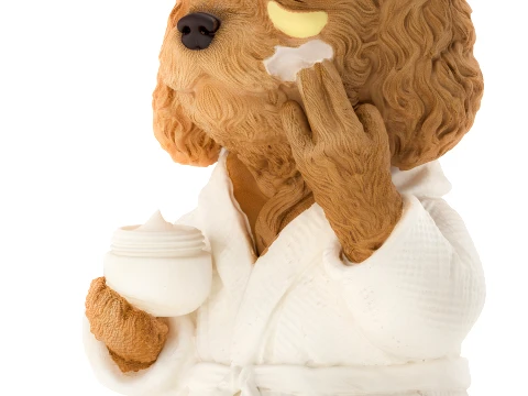 Toy dog figurine puppy in white robe spa cream decor 3D Model