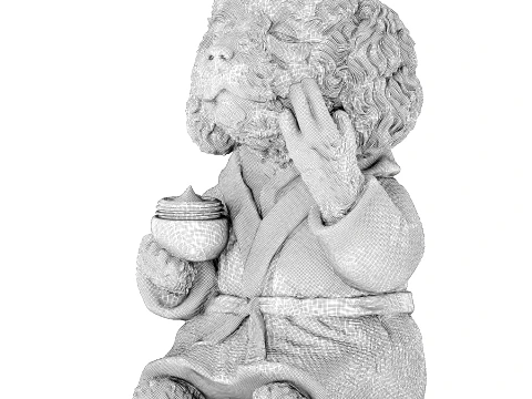 Toy dog figurine puppy in white robe spa cream decor 3D Model