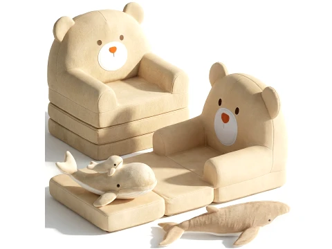 Children Toys Whale Dolphin Pouf Armchair Set Bear Modelo 3D