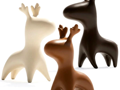 Deer figurines decorative abstract minimalism set 3D Model