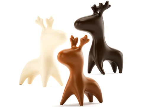 Deer figurines decorative abstract minimalism set 3D Model