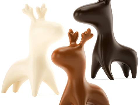 Deer figurines decorative abstract minimalism set 3D Model
