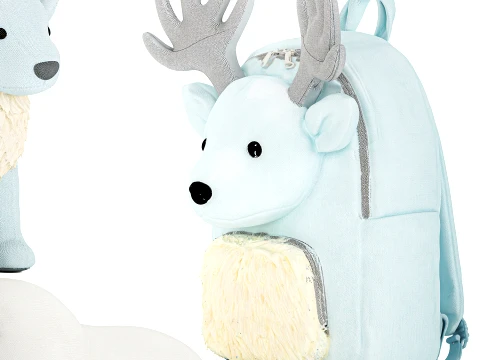 Soft plush toys baby seal deer fawn backpack set decor 3D Model