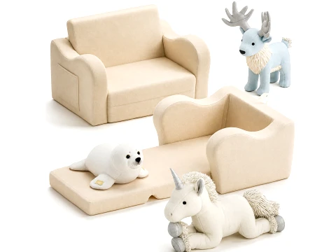 Children Toys Pouf Bed Armchair Seal Unicorn Deer set decor Modèle 3D