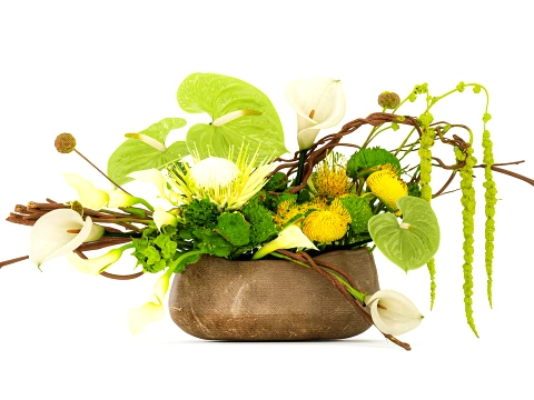 Bouquet Anthurium Calla Lilies Amaranth Protea vase decor 3D Model
