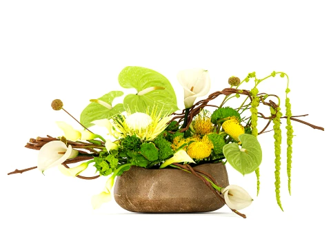 Bouquet Anthurium Calla Lilies Amaranth Protea vase decor 3D Model