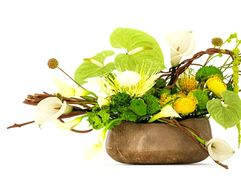 Bouquet Anthurium Calla Lilies Amaranth Protea vase decor 3D Model