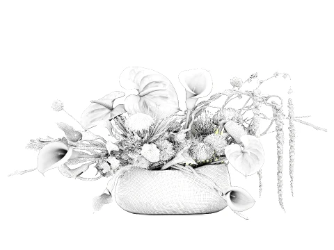 Bouquet Anthurium Calla Lilies Amaranth Protea vase decor 3D Model