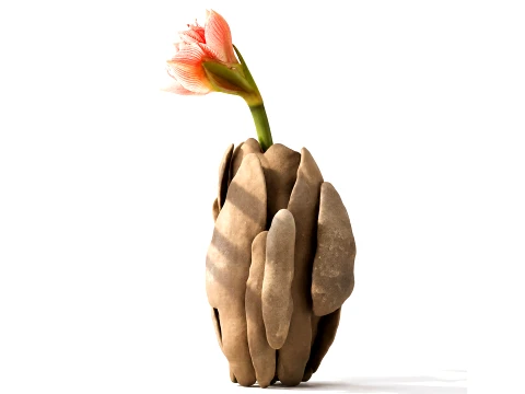Flower bouquet Hippeastrum Amaryllis stone vase decor new 3D Model