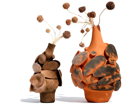 Dried flower Scabiosa stellata stone vase branches sculpture decor Modelo 3D