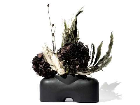 Small black bouquet dried branches hydrangea vase decor Modèle 3D