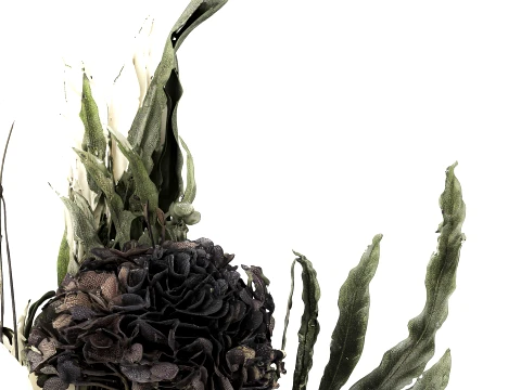 Small black bouquet dried branches hydrangea vase decor 3D Model