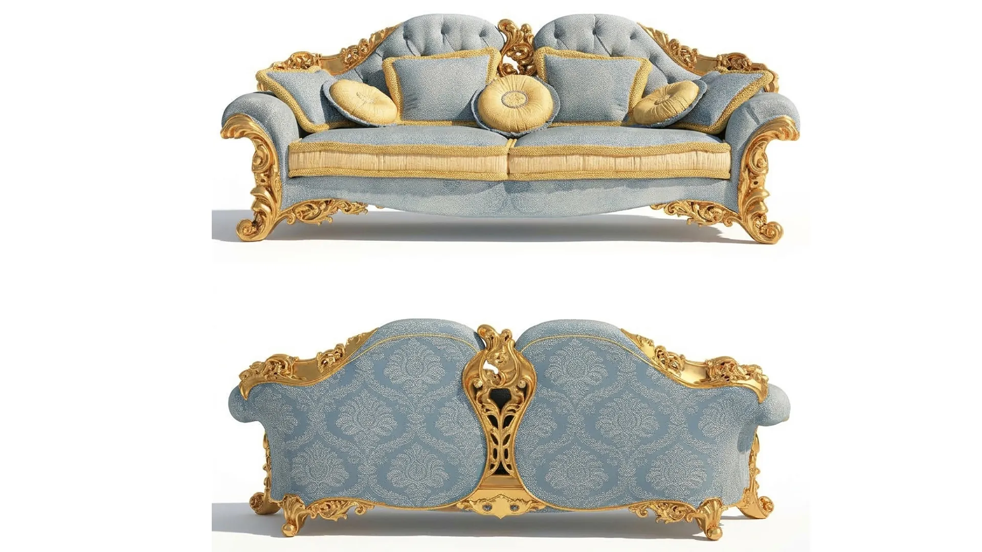 Italian sofa by Riva Mobili DArte Baroque carvings classic 3D Model .c4d .max .obj .3ds .fbx .stl .blend