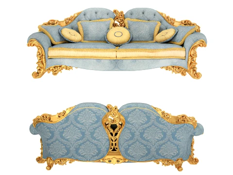 Italian sofa by Riva Mobili DArte Baroque carvings classic 3D Model