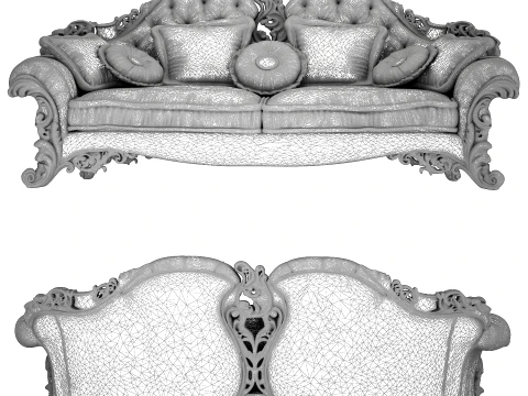 Italian sofa by Riva Mobili DArte Baroque carvings classic 3D Model