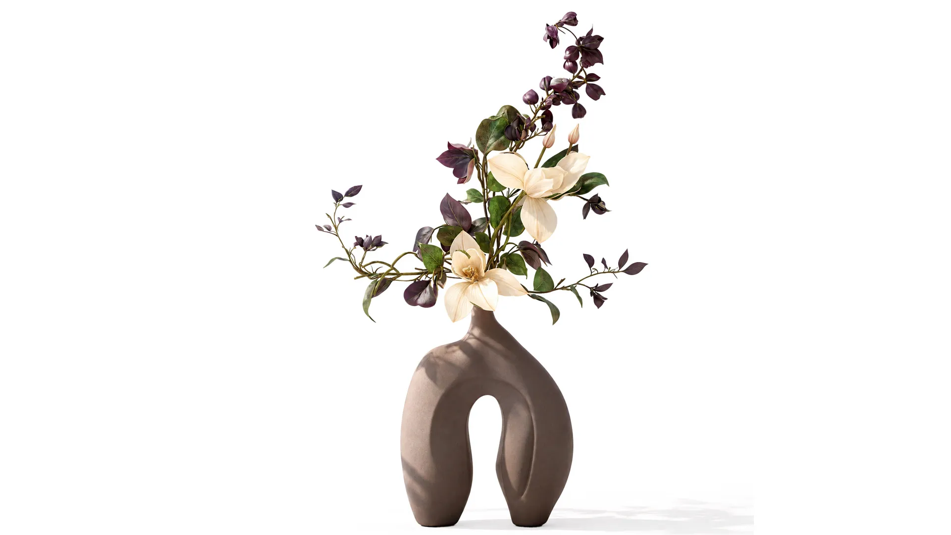 Bouquet white magnolias flowers vase eucalyptus branches decor 3D Model .c4d .max .obj .3ds .fbx .stl .blend 