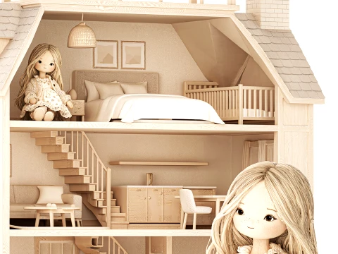 Wooden Dollhouse Furniture toy Girl Doll Dress new 3D Model