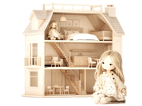 Wooden Dollhouse Furniture toy Girl Doll Dress new 3D Model