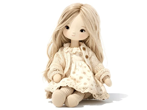 Vestido de brinquedo boneca menina desenhado personagem de brinquedo macio Modelo 3D