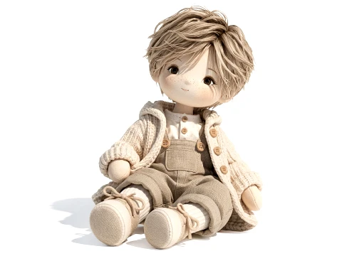Brinquedo de boneca de menino em roupas projetadas personagem de brinquedo macio Modelo 3D