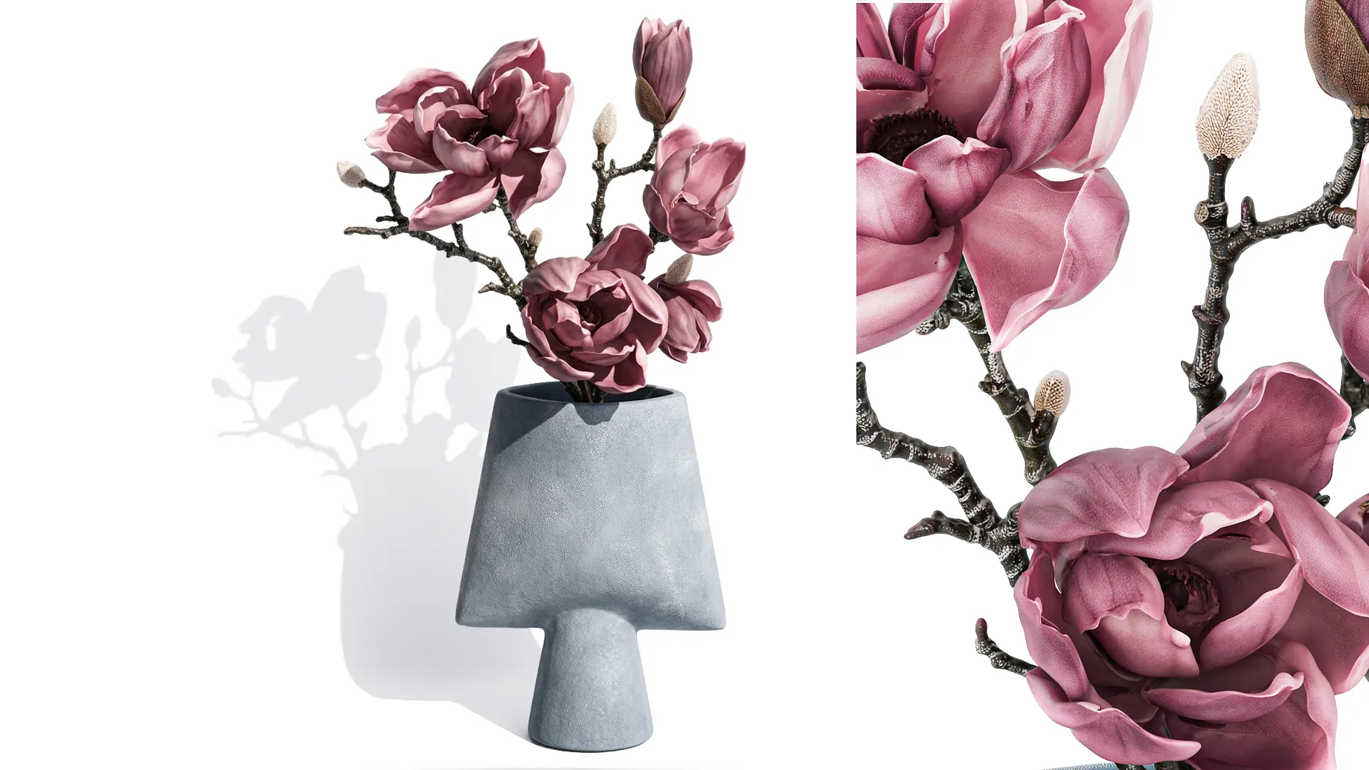 Bouquet Branches Leaves magnolia blossoms buds new 3D Model .c4d .max .obj .3ds .fbx .stl .blend