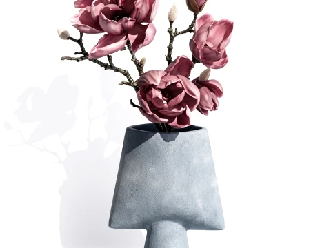 Bouquet Branches Leaves magnolia blossoms buds new 3D Model