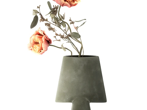 Bouquet Leaves peony eucalyptus branch vase decor 3D Model