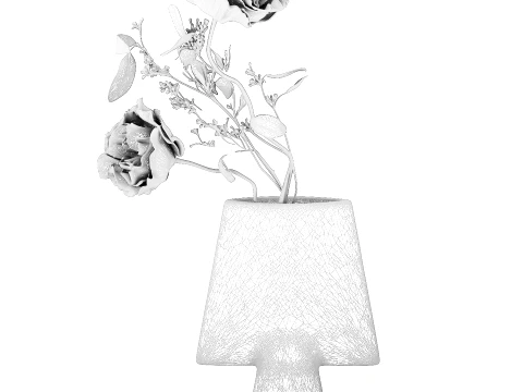 Bouquet Leaves peony eucalyptus branch vase decor 3D Model