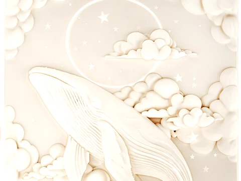 Whale bas-relief molded decor sculpture statue new 3D Model