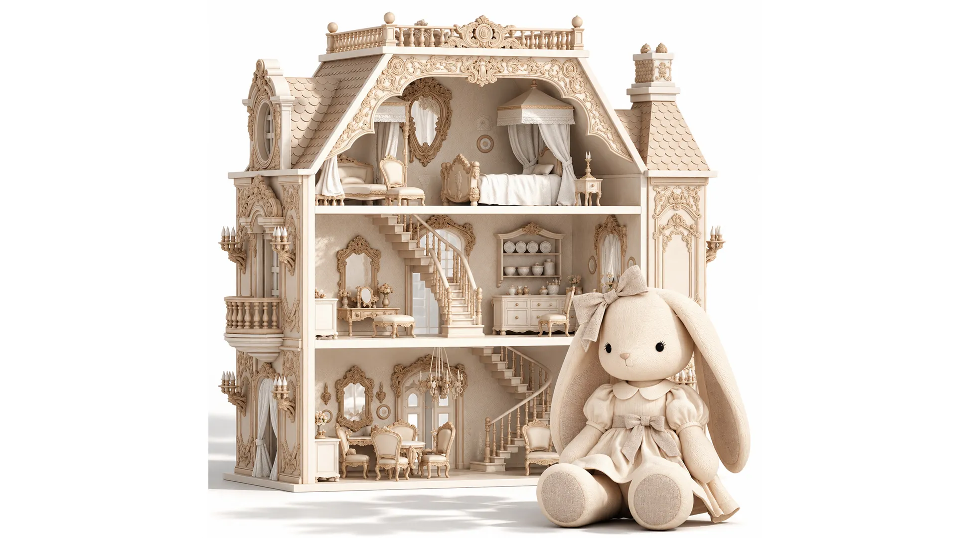 Wooden Dollhouse Furniture Toy Bunny rabbit Dress New 3D Model .c4d .max .obj .3ds .fbx .stl .blend 
