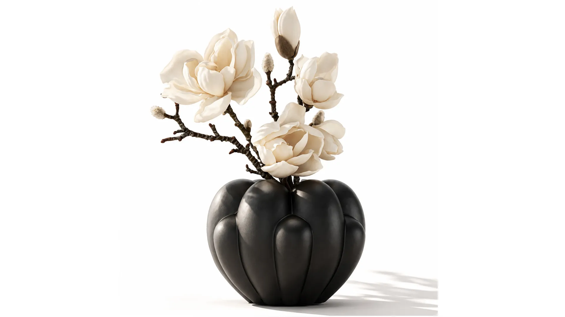 Bouquet Branches Leaves white Magnolia Blossoms decor top 3D Model .c4d .max .obj .3ds .fbx .stl .blend 