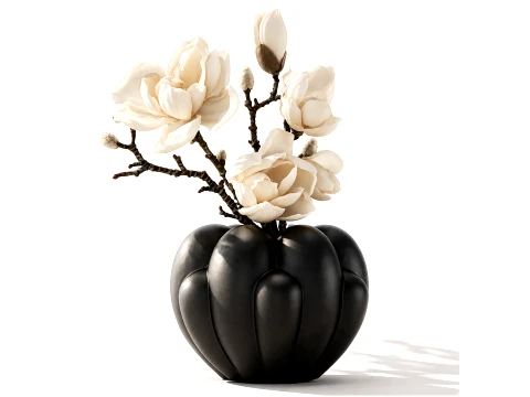 Bouquet Branches Leaves white Magnolia Blossoms decor top 3D Model