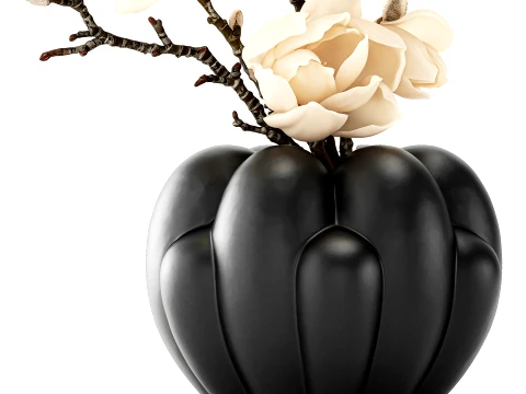 Bouquet Branches Leaves white Magnolia Blossoms decor top 3D Model