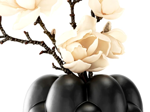 Bouquet Branches Leaves white Magnolia Blossoms decor top 3D Model