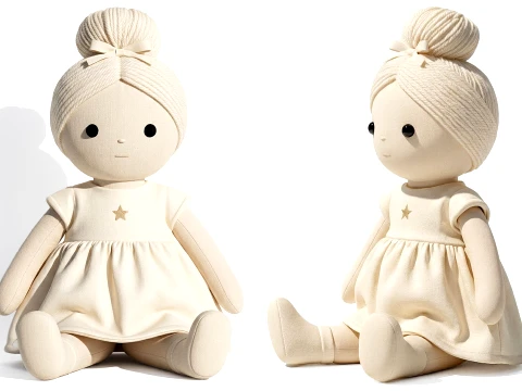 Girl doll toy dress designed soft toy character Modelo 3D
