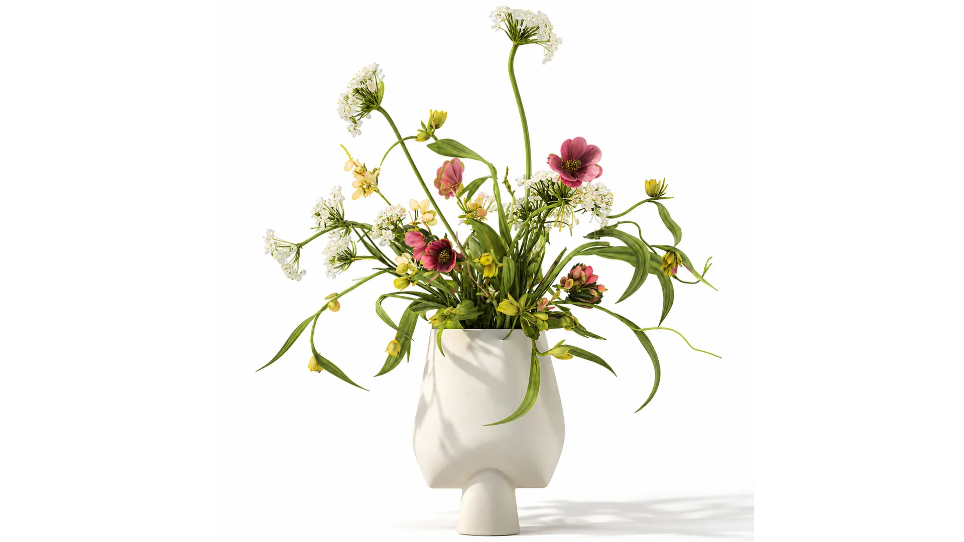 Bouquet green white flowers vase decor set 101 Copenhagen 3D Model .c4d .max .obj .3ds .fbx .stl .blend 