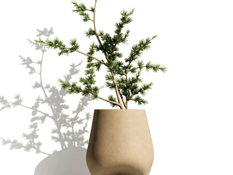 Minimalist Bouquet Branches Pine branch decor vase 3D Model