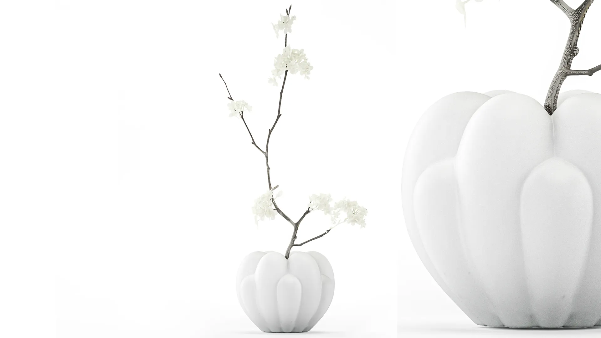 Bouquet branches White Flowers Vase Cherry Sakura 3D Model .c4d .max .obj .3ds .fbx .stl .blend 