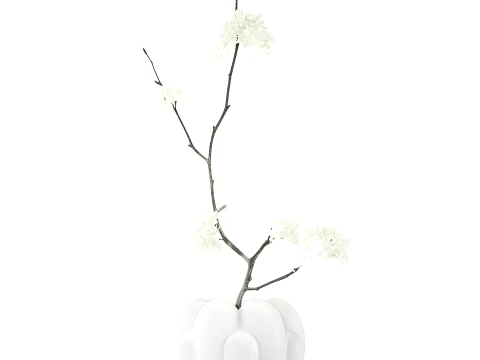 Bouquet branches White Flowers Vase Cherry Sakura 3D Model