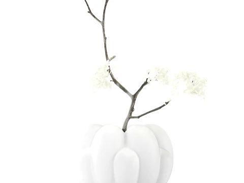 Bouquet branches White Flowers Vase Cherry Sakura 3D Model