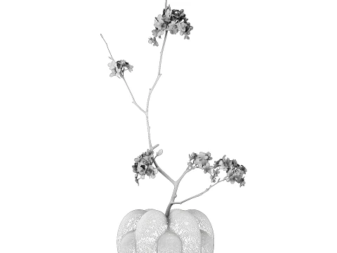 Bouquet branches White Flowers Vase Cherry Sakura 3D Model