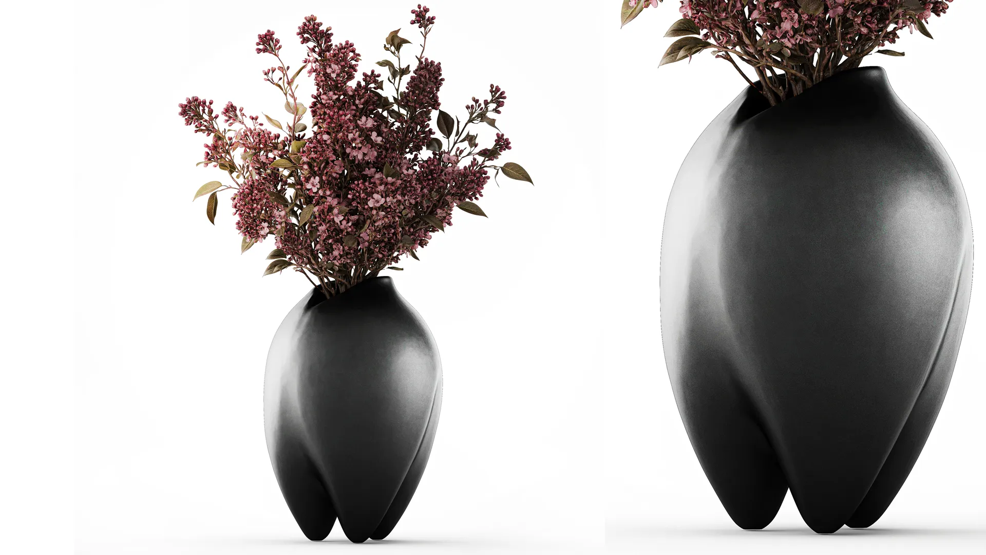 Bouquet Flowers Lilac Branches black vase decor 3D Model .c4d .max .obj .3ds .fbx .stl .blend