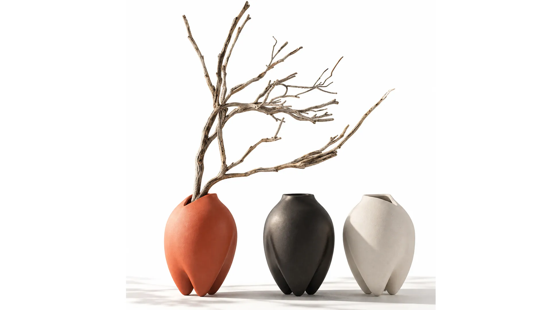 Minimalist Autumn Bouquet Dried Branches Vase New decor set 3D Model .c4d .max .obj .3ds .fbx .stl .blend