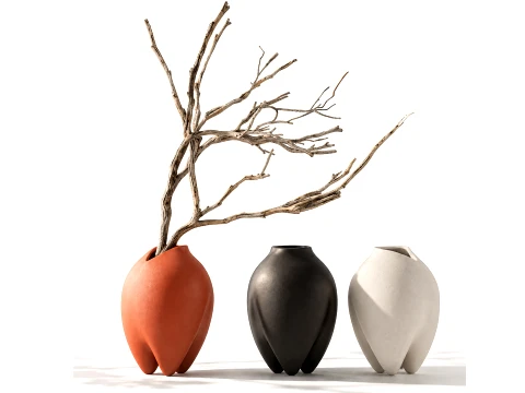 Minimalist Autumn Bouquet Dried Branches Vase New decor set 3D Model