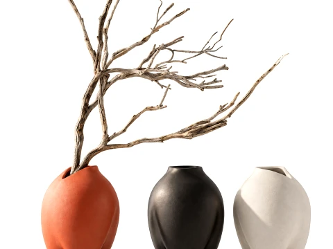 Minimalist Autumn Bouquet Dried Branches Vase New decor set 3D Model