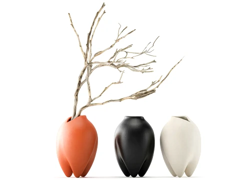 Minimalist Autumn Bouquet Dried Branches Vase New decor set 3D Model
