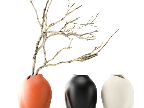 Minimalist Autumn Bouquet Dried Branches Vase New decor set 3D Model